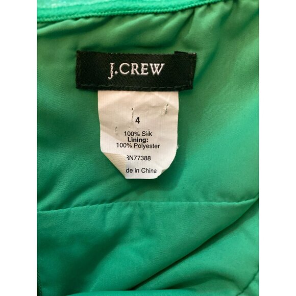 J.Crew Juliet Chiffon Green Strapless Silk Dress Size 4 - Picture 4 of 8